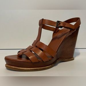 MICHAEL Michael Kors Tan Strappy Wedge Sandals, Size 9.5 M